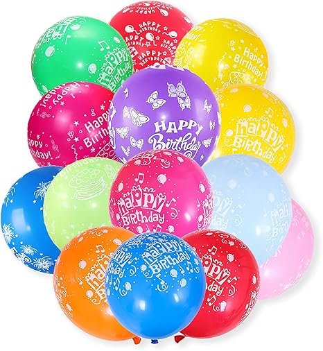 100pcs 12 Inch Happy Birthday Printed Balloons