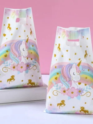 Rainbow Unicorn Loot Bags for Birthday 10Pcs